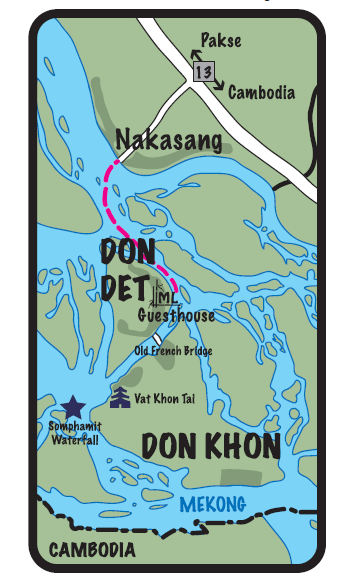 Route von Ban Nakasang zu Mama Leuah – Ostufer von Don Det.